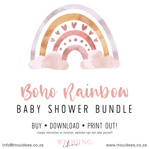Boho Rainbow (Girl) Baby Shower Stationery